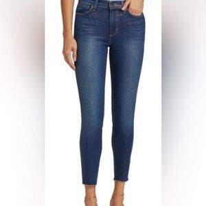 L'AGENCE El Matador Glitter-Coated Stretch Slim-Fit Jeans 32 Blue Raw Hem